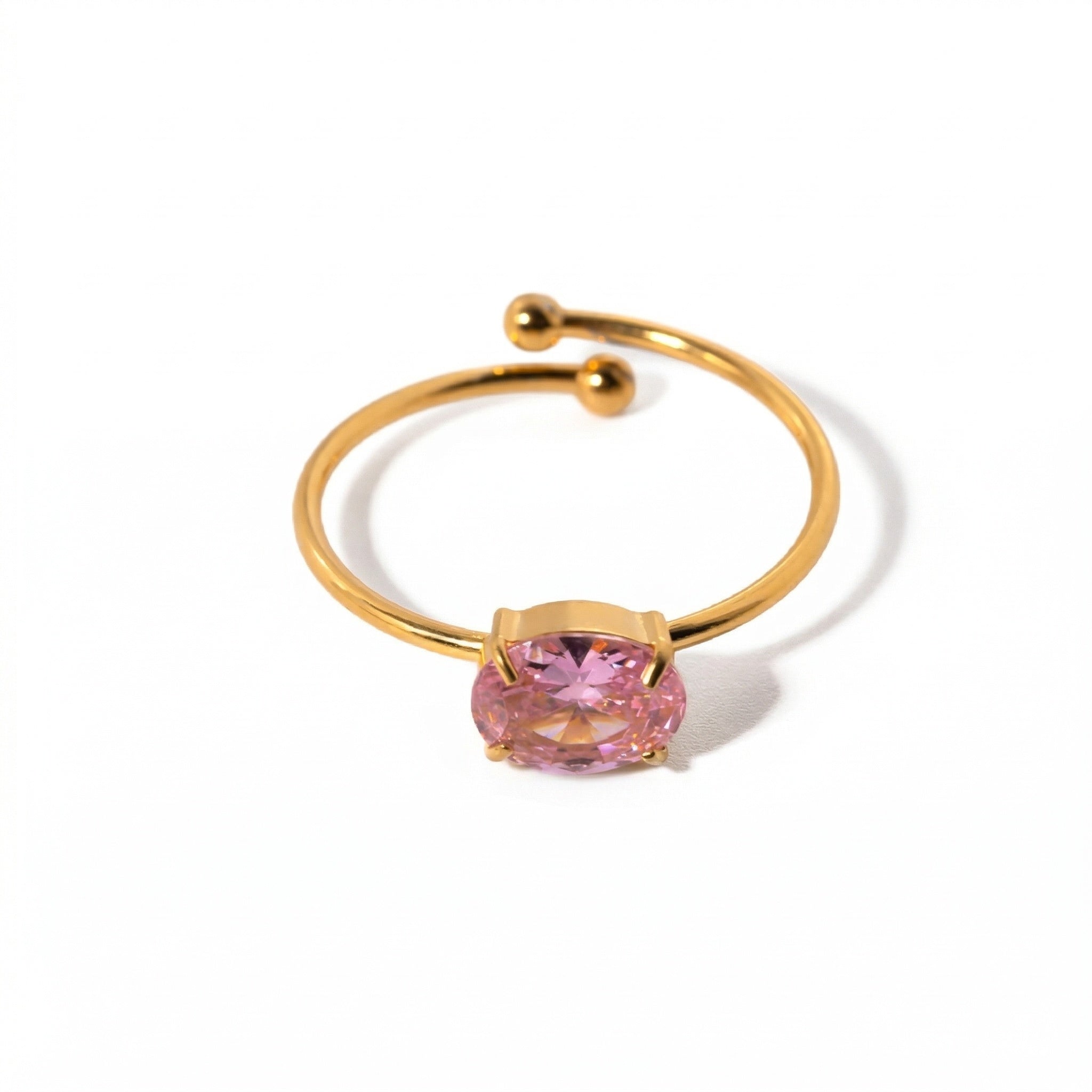 amethyst & sable soleil meridian ring in 18k gold blush