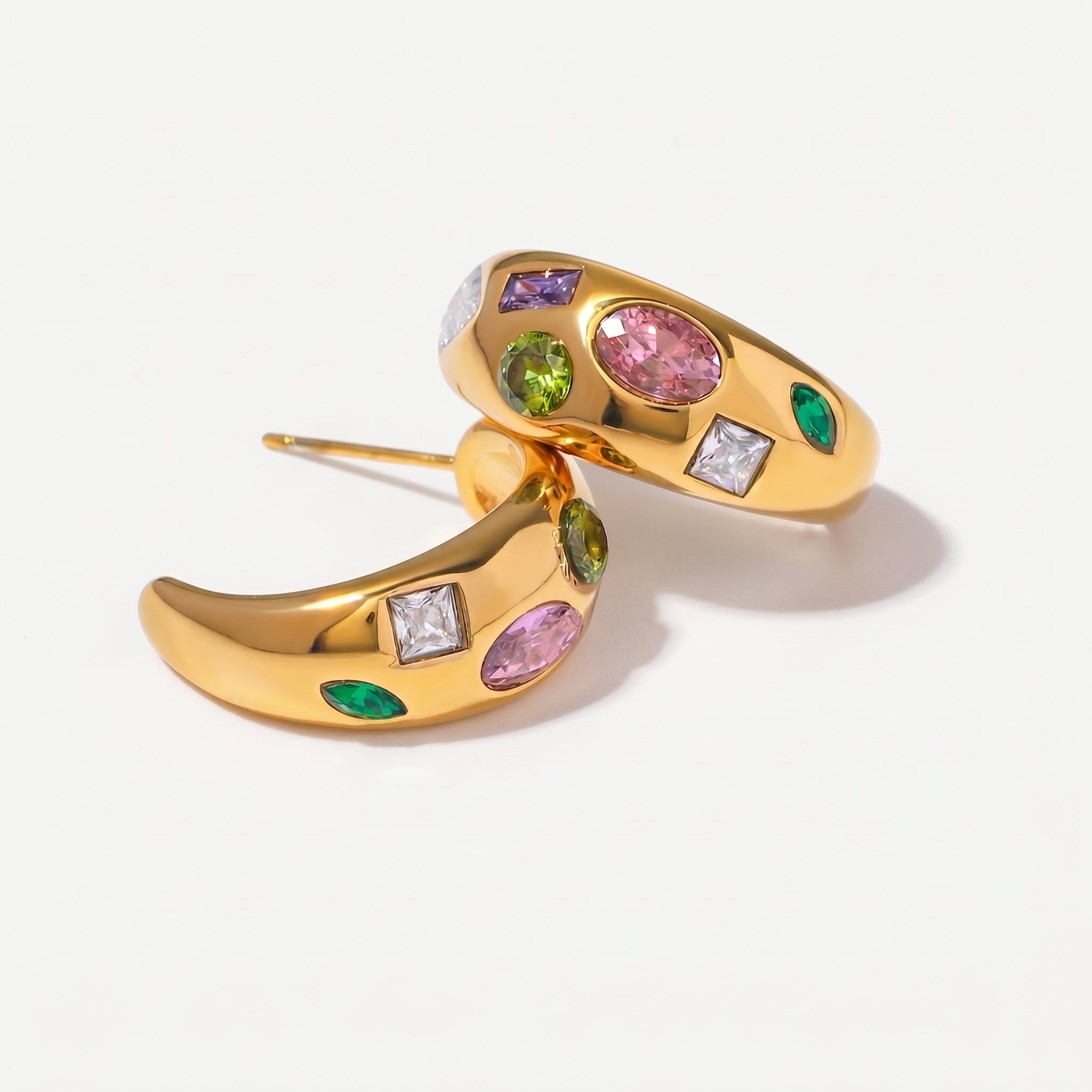 amethyst & sable soleil mosaic hoop earrings in 18k gold