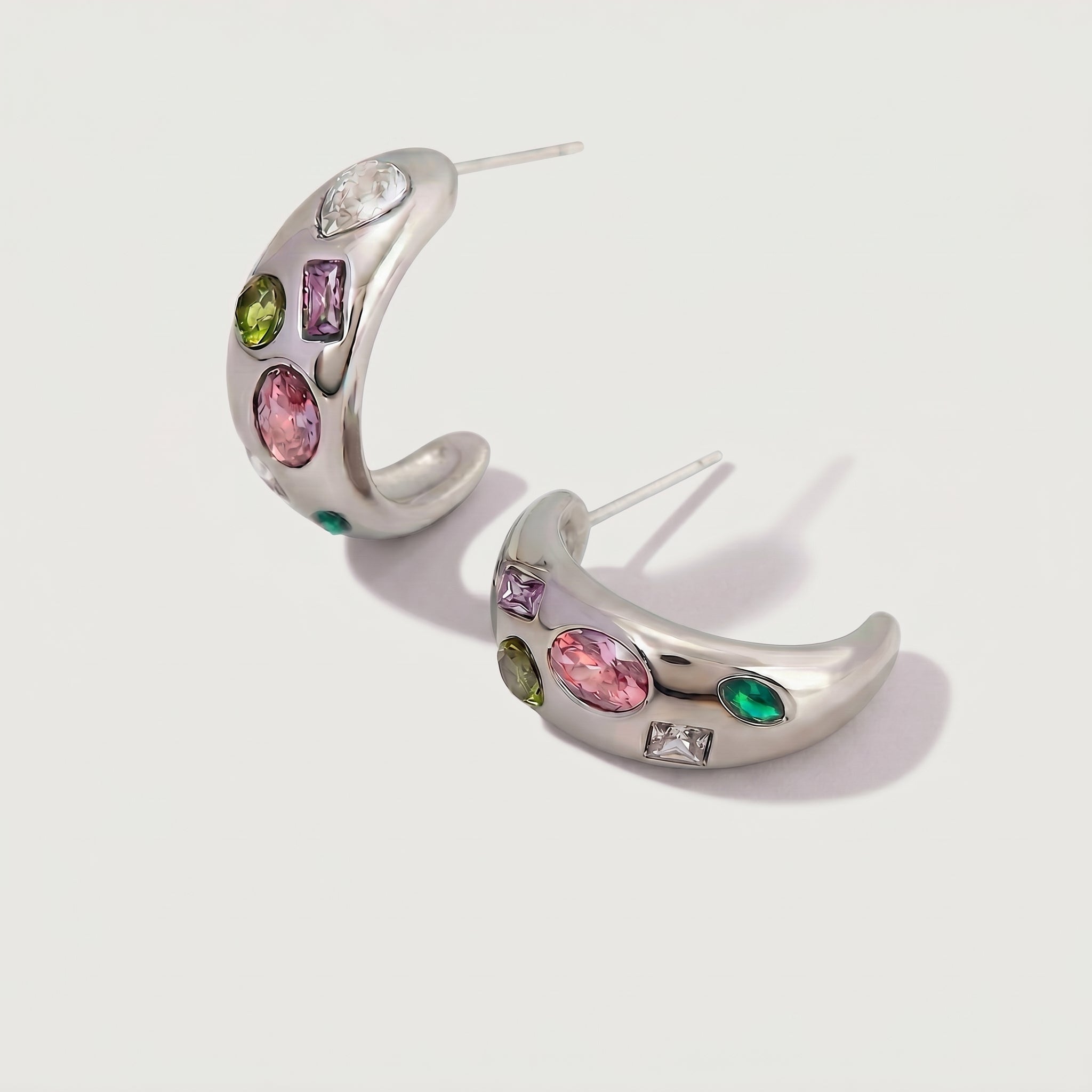 amethyst & sable soleil mosaic hoop earrings in silver