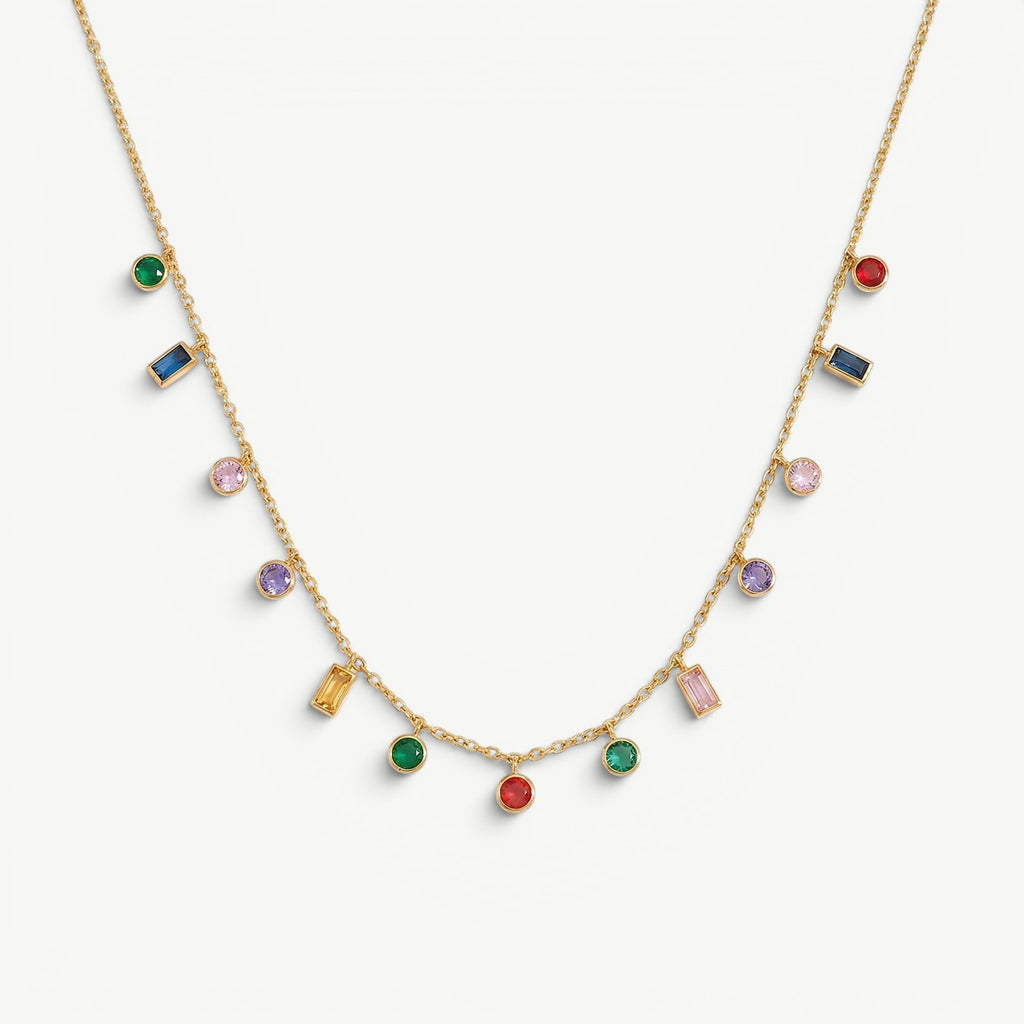 amethyst & sable soleil mosaic necklace in 18k gold