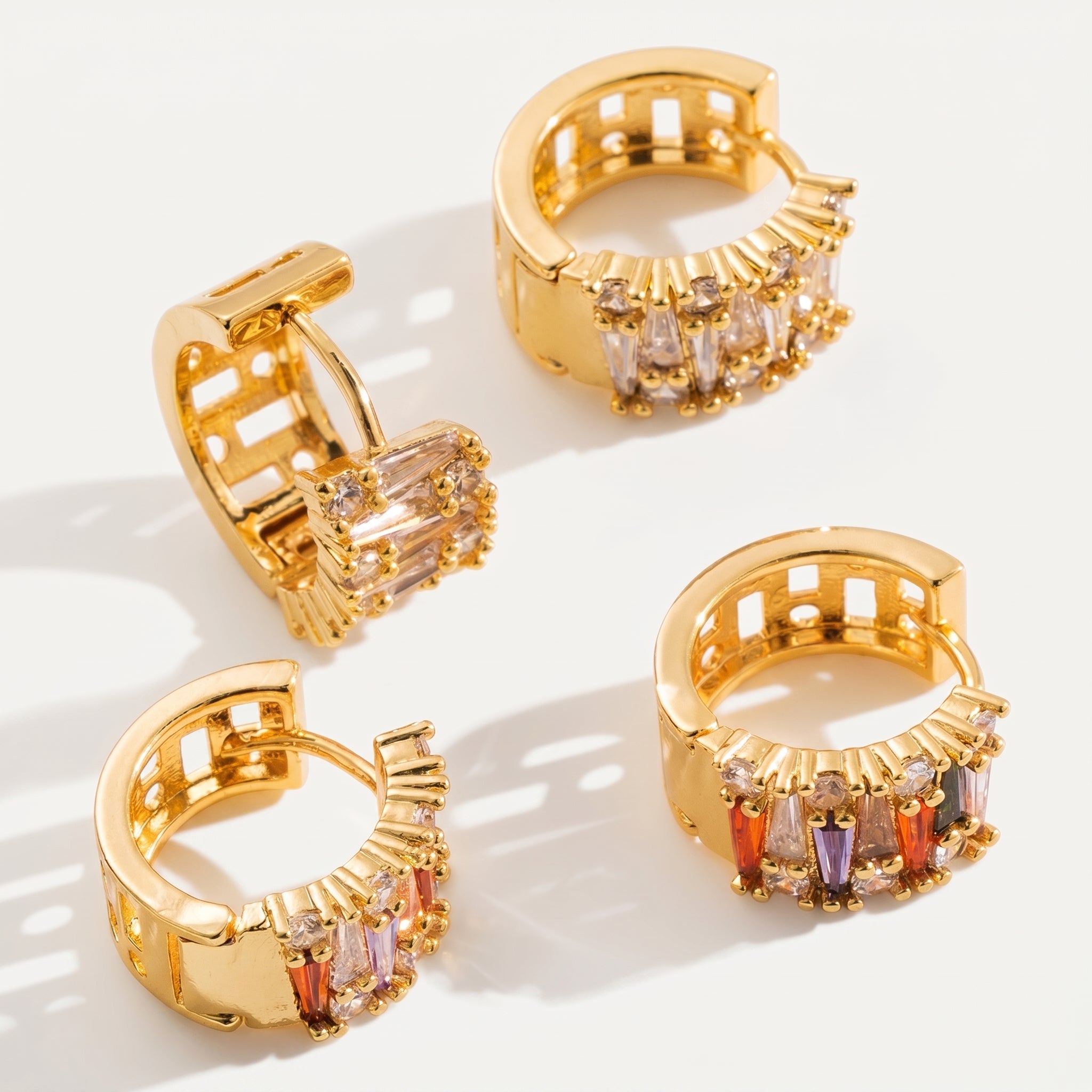 amethyst & sable soleil prism huggie earrings collection