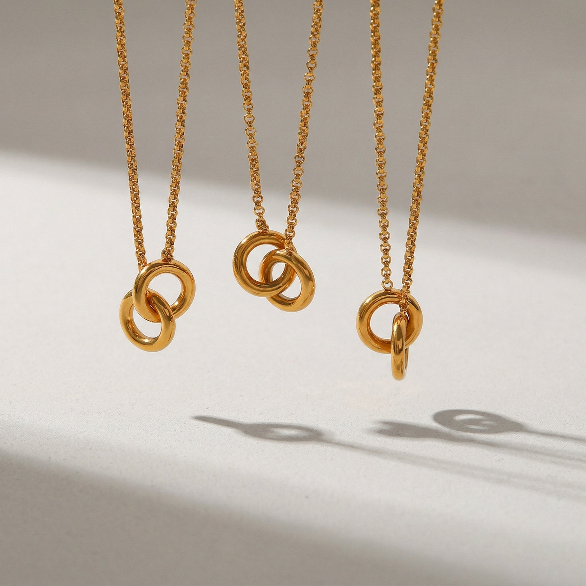 trio of amethyst & sable aurea union necklaces in 18k gold