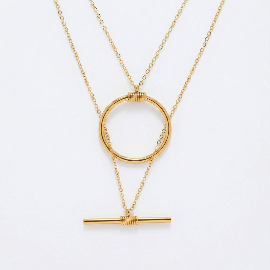 amethyst & sable axis balance necklace in 18k gold