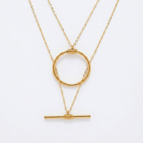 amethyst & sable axis balance necklace in 18k gold