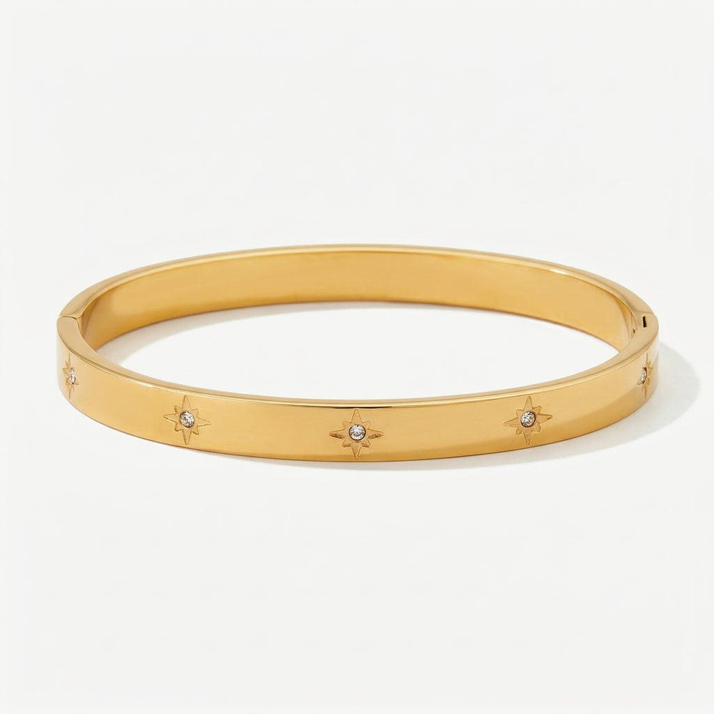 amethyst & sable luma astra bangle in 18k gold
