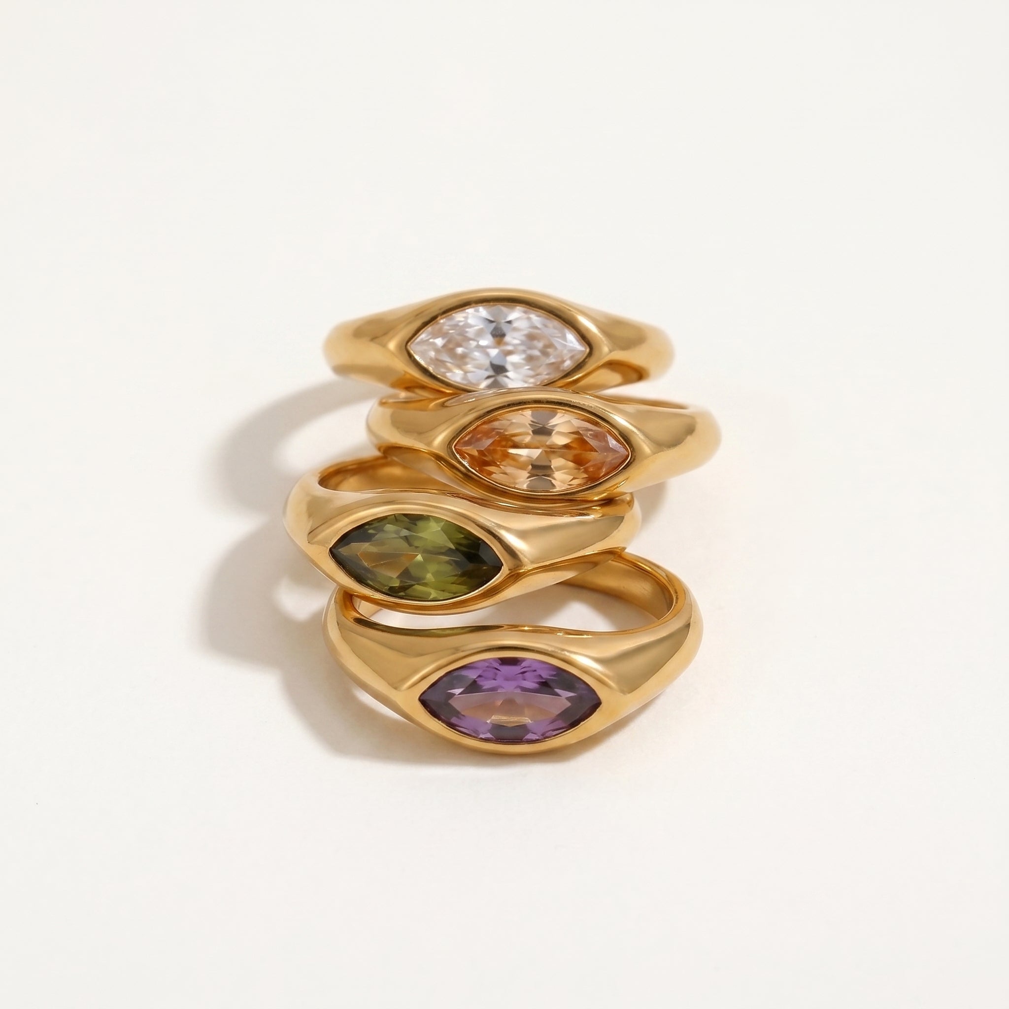 amethyst & sable luma marquise signet ring in 18k gold collection