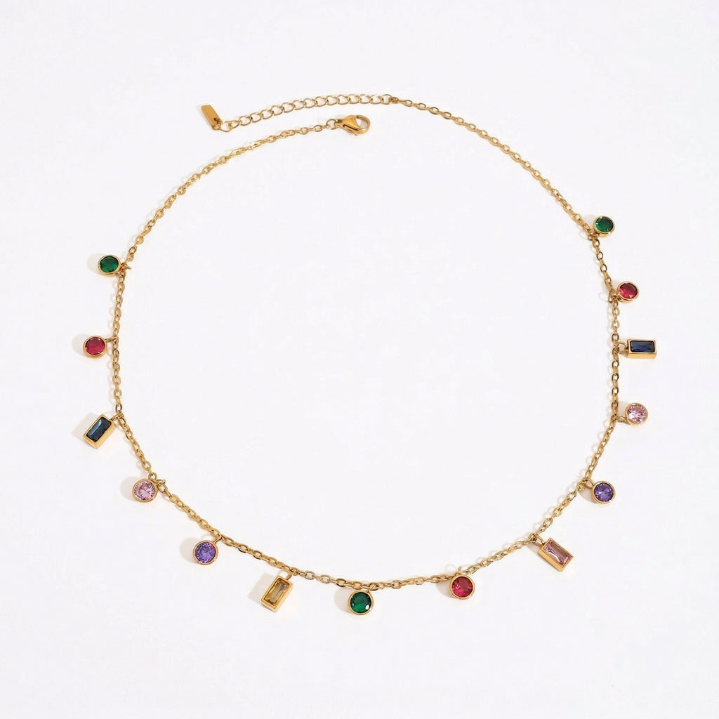 amethyst & sable soleil mosaic necklace in 18k gold
