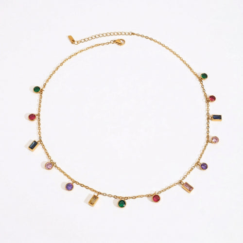 amethyst & sable soleil mosaic necklace in 18k gold