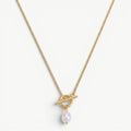 amethyst & sable selene t-bar pearl necklace in 18k gold