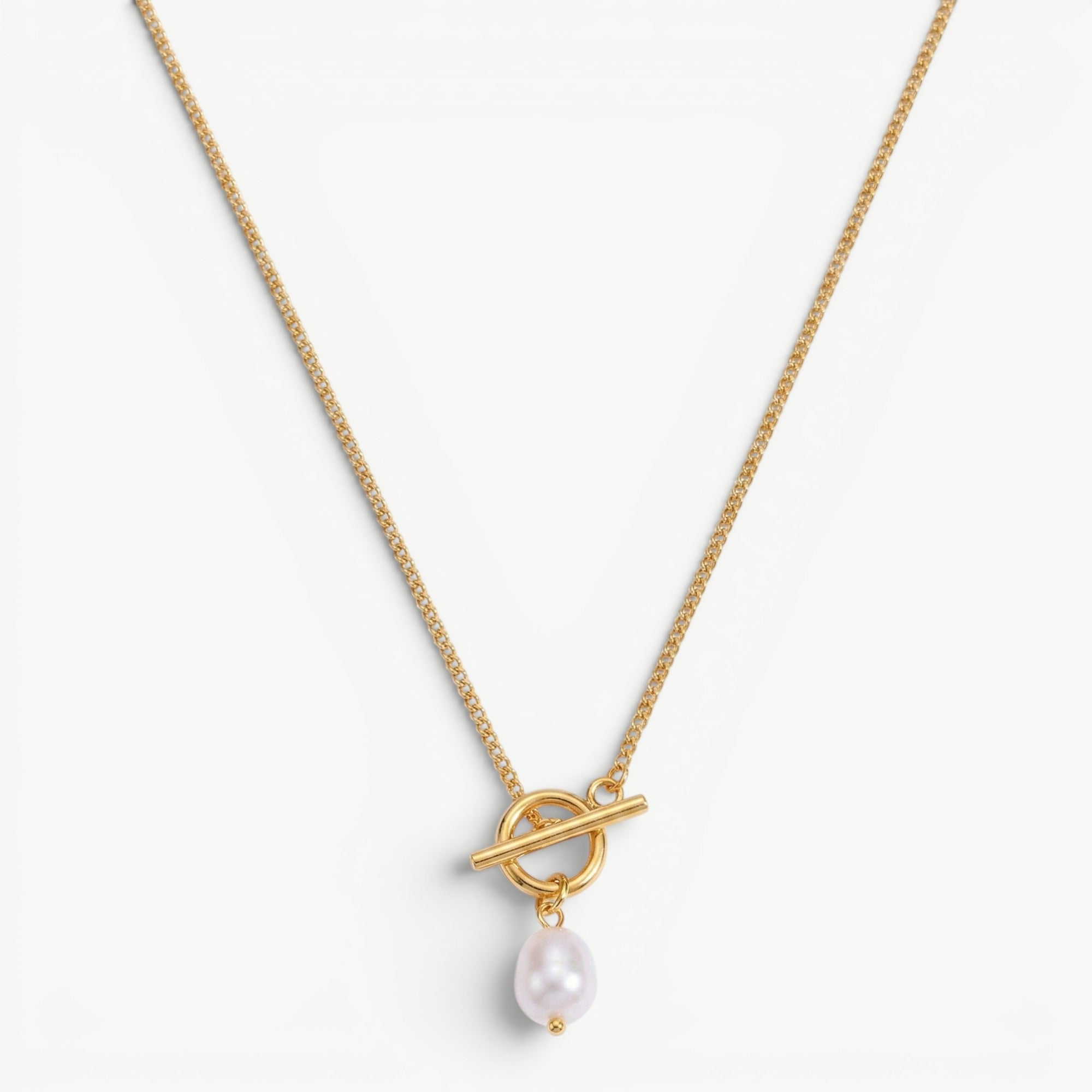 amethyst & sable selene t-bar pearl necklace in 18k gold